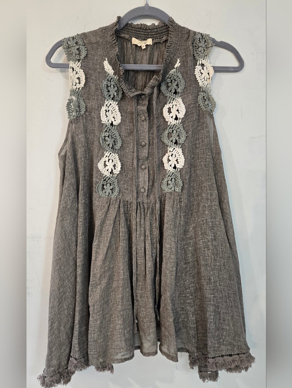 Ryu Taupe and Cream Sleeveless Mini Dress/Long Top Pristine Condition - Picture 6 of 9